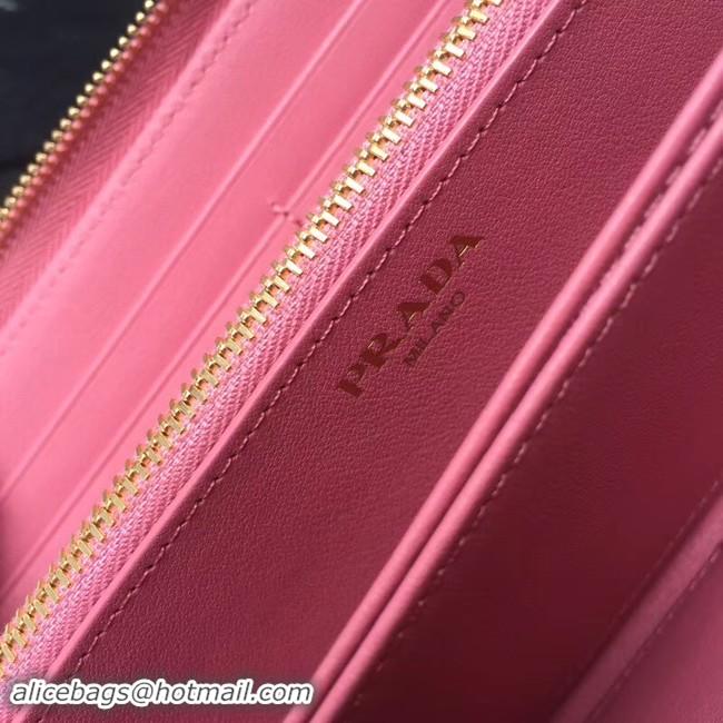 Stylish Prada Leather Large Zippy Wallets 1ML505 pink