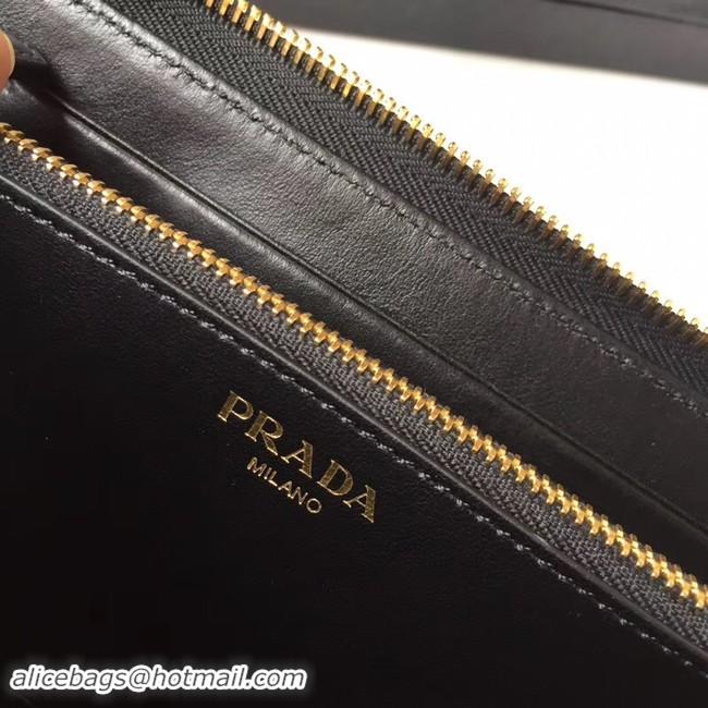 Discount Prada Leather Large Zippy Wallets 1ML505 black