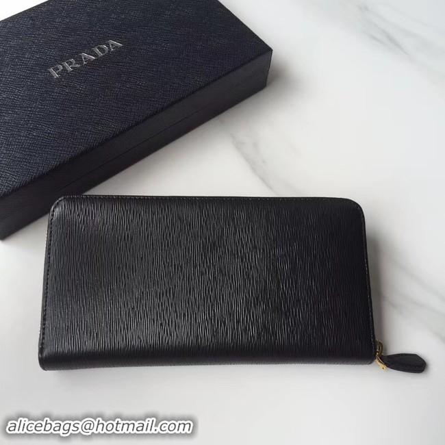 Discount Prada Leather Large Zippy Wallets 1ML505 black