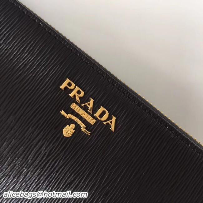 Discount Prada Leather Large Zippy Wallets 1ML505 black