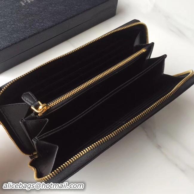 Discount Prada Leather Large Zippy Wallets 1ML505 black