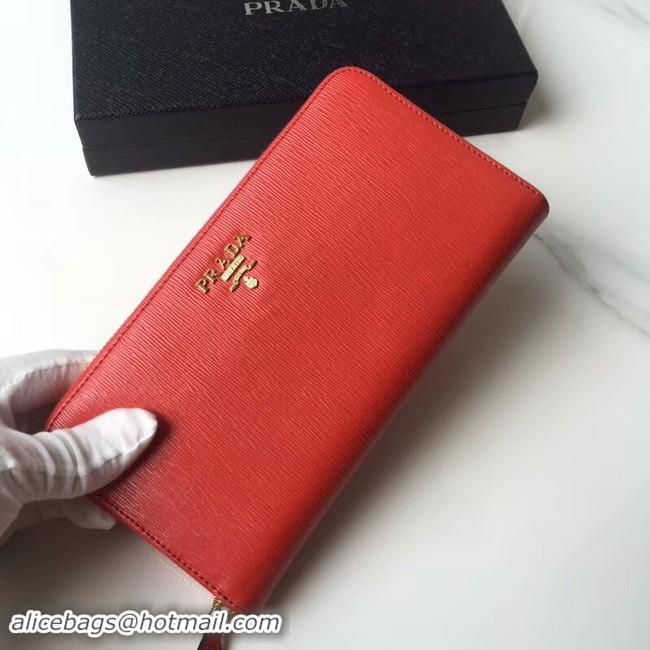 Best Product Prada Leather Large Zippy Wallets 1ML505 red