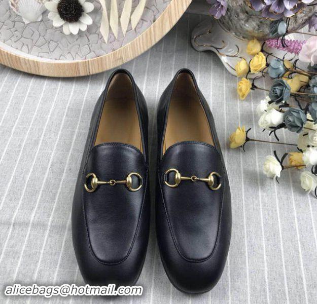 Traditional Discount Gucci Jordaan Leather Loafers G52699 Black