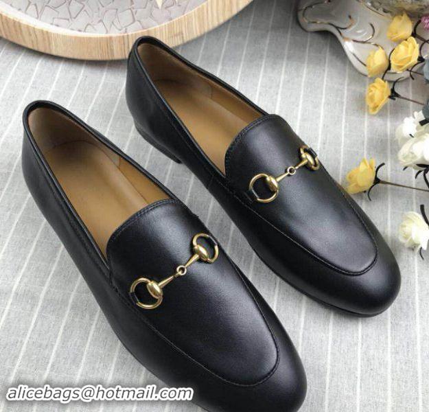 Traditional Discount Gucci Jordaan Leather Loafers G52699 Black