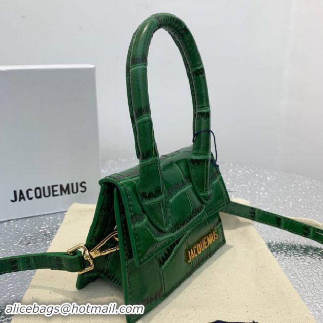 Hot Sell Jacquemus Leather Le Chiquito Micro Bag Croco Pattern J99314 Green