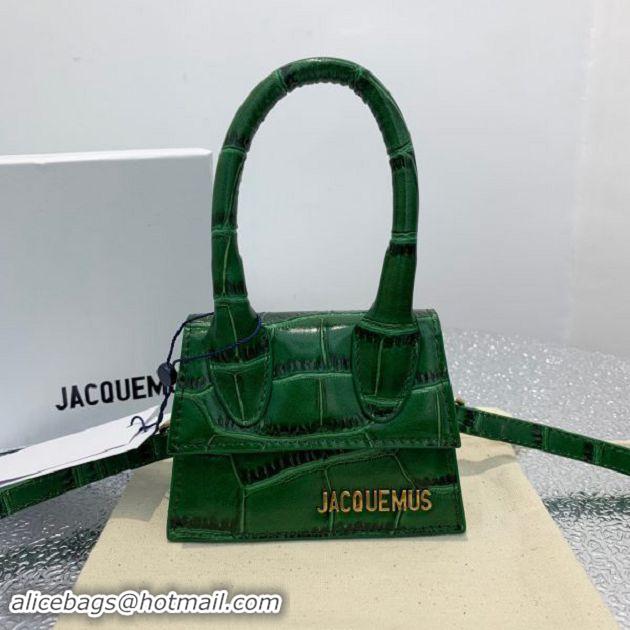 Hot Sell Jacquemus Leather Le Chiquito Micro Bag Croco Pattern J99314 Green