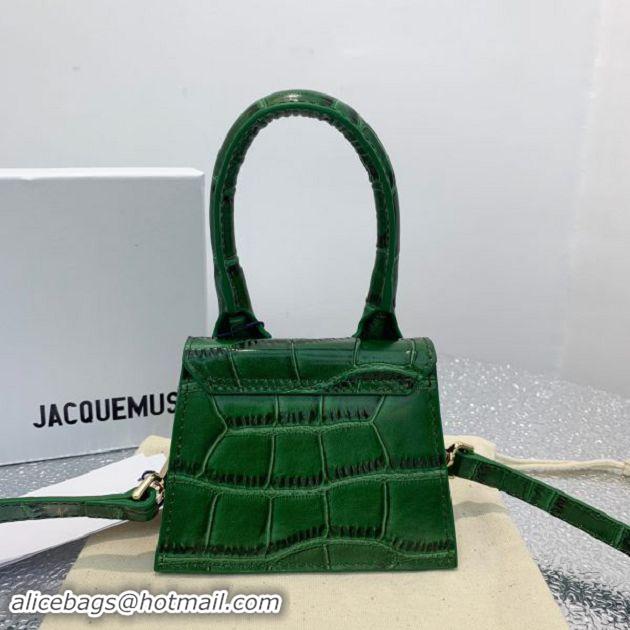 Hot Sell Jacquemus Leather Le Chiquito Micro Bag Croco Pattern J99314 Green