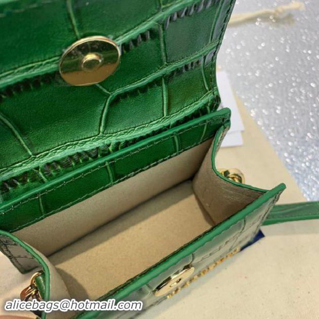 Hot Sell Jacquemus Leather Le Chiquito Micro Bag Croco Pattern J99314 Green