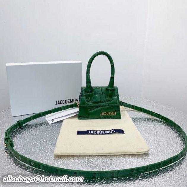 Hot Sell Jacquemus Leather Le Chiquito Micro Bag Croco Pattern J99314 Green