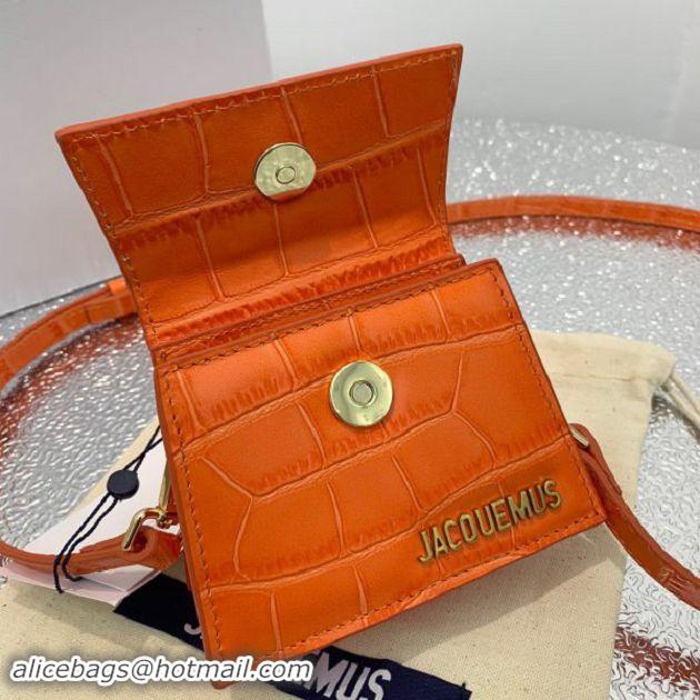 Low Cost Jacquemus Leather Le Chiquito Micro Bag Croco Pattern J99314 Orange