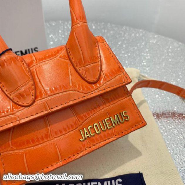 Low Cost Jacquemus Leather Le Chiquito Micro Bag Croco Pattern J99314 Orange