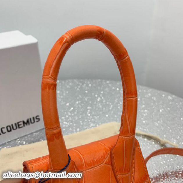 Low Cost Jacquemus Leather Le Chiquito Micro Bag Croco Pattern J99314 Orange