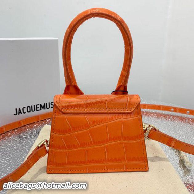 Low Cost Jacquemus Leather Le Chiquito Micro Bag Croco Pattern J99314 Orange