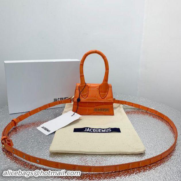 Low Cost Jacquemus Leather Le Chiquito Micro Bag Croco Pattern J99314 Orange