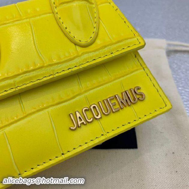 Well Crafted Jacquemus Leather Le Chiquito Micro Bag Croco Pattern J99314 Yellow