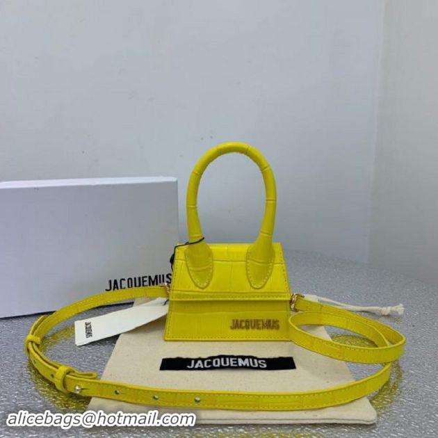 Well Crafted Jacquemus Leather Le Chiquito Micro Bag Croco Pattern J99314 Yellow