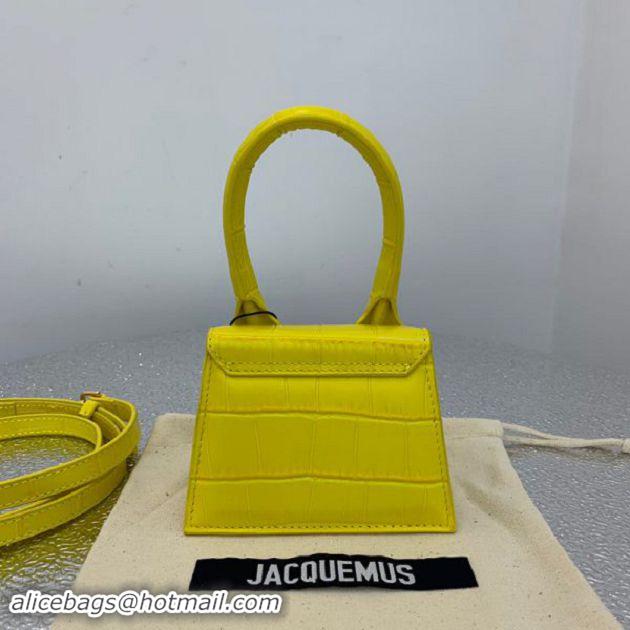 Well Crafted Jacquemus Leather Le Chiquito Micro Bag Croco Pattern J99314 Yellow