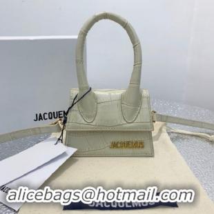 Discount Jacquemus Leather Le Chiquito Micro Bag Croco Pattern J99314 White