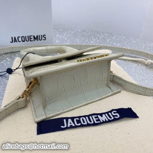 Discount Jacquemus Leather Le Chiquito Micro Bag Croco Pattern J99314 White