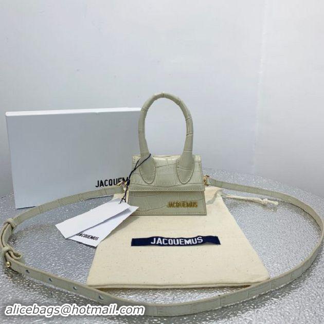 Discount Jacquemus Leather Le Chiquito Micro Bag Croco Pattern J99314 White