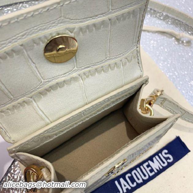 Discount Jacquemus Leather Le Chiquito Micro Bag Croco Pattern J99314 White