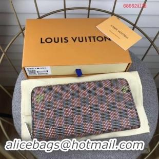 Luxury Louis Vuitton M68621 Zippy Wallet Damier Canvas Pop Pink