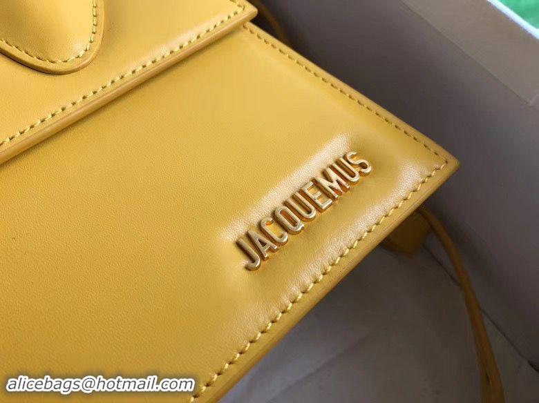 Top Quality Jacquemus Original Leather Top Handle Bag J76235 Yellow