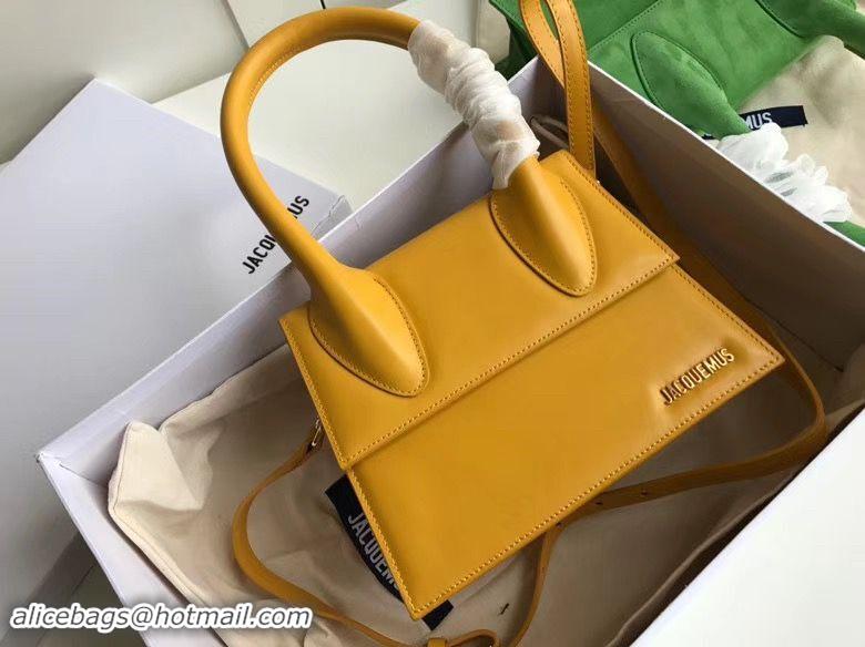 Top Quality Jacquemus Original Leather Top Handle Bag J76235 Yellow