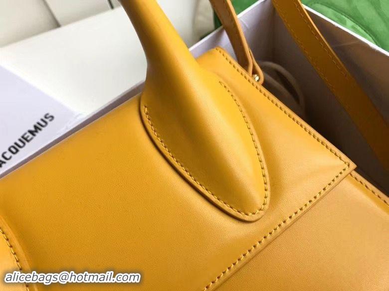 Top Quality Jacquemus Original Leather Top Handle Bag J76235 Yellow