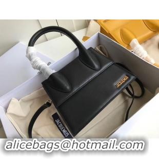 Wholesale Jacquemus Original Leather Top Handle Bag J76235 Black