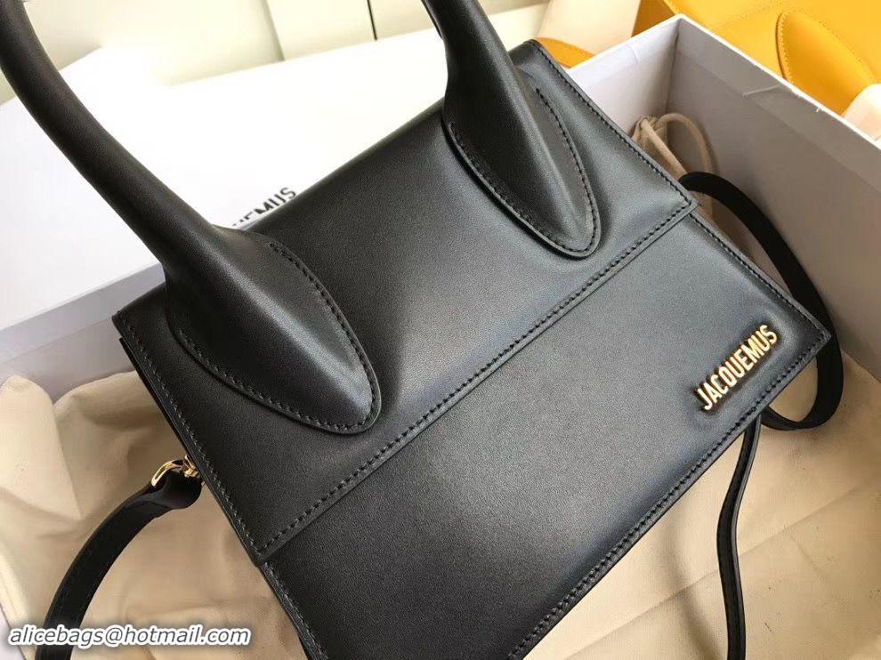 Wholesale Jacquemus Original Leather Top Handle Bag J76235 Black