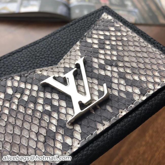 Durable Louis vuitton original LOCKME CARD HOLDER N97001 black