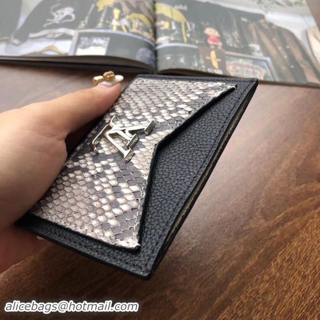 Durable Louis vuitton original LOCKME CARD HOLDER N97001 black