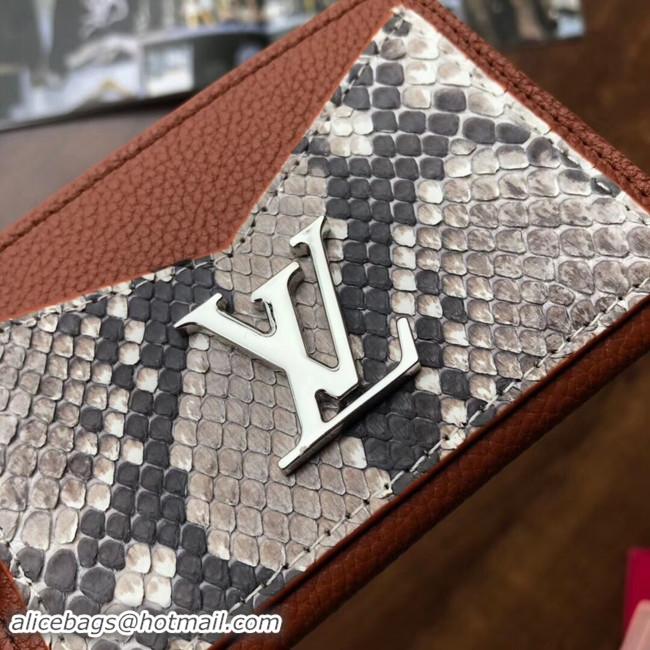 Duplicate Louis vuitton original LOCKME CARD HOLDER N97001 brown