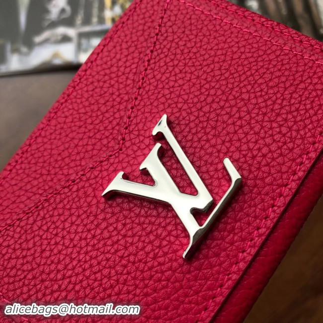 Well Crafted Louis vuitton original LOCKME CARD HOLDER M68555 Hot Pink