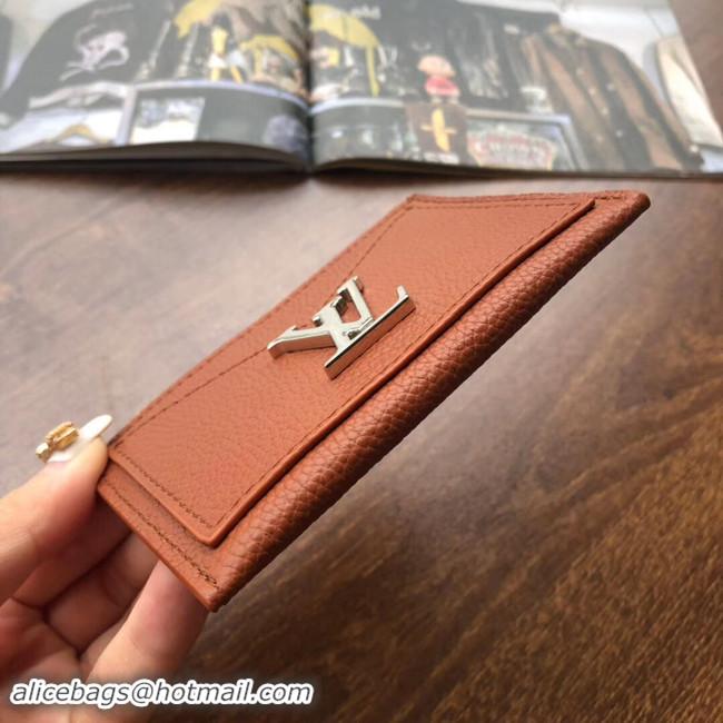 Good Quality Louis vuitton original LOCKME CARD HOLDER M68555 brown