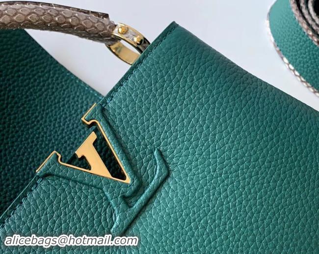 Sumptuous Louis Vuitton Original Taurillon leather CAPUCINES BB M95509 green