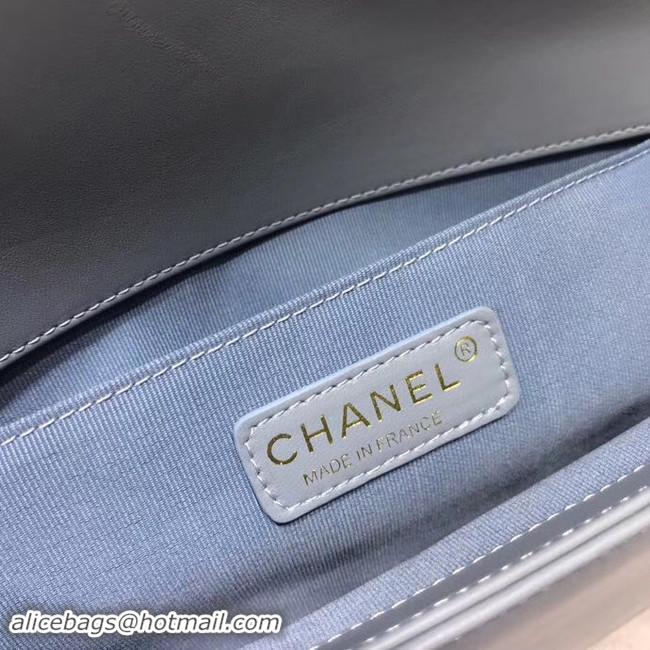 Top Quality Chanel Leboy Original Calfskin leather Shoulder Bag H67086 light blue & gold -Tone Metal