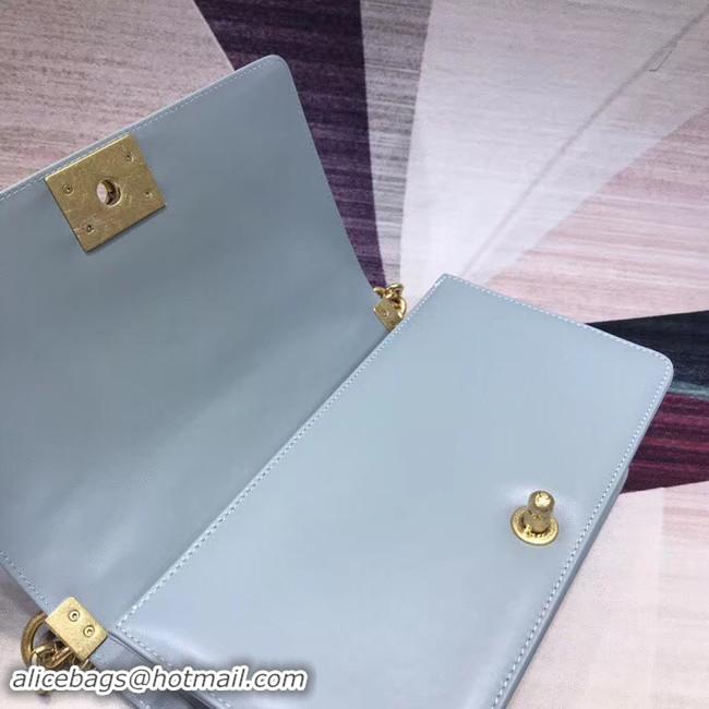 Top Quality Chanel Leboy Original Calfskin leather Shoulder Bag H67086 light blue & gold -Tone Metal