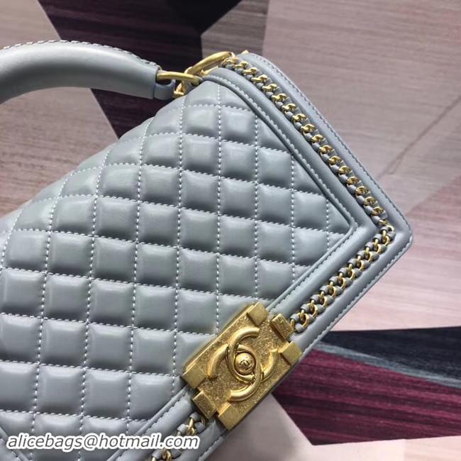 Top Quality Chanel Leboy Original Calfskin leather Shoulder Bag H67086 light blue & gold -Tone Metal