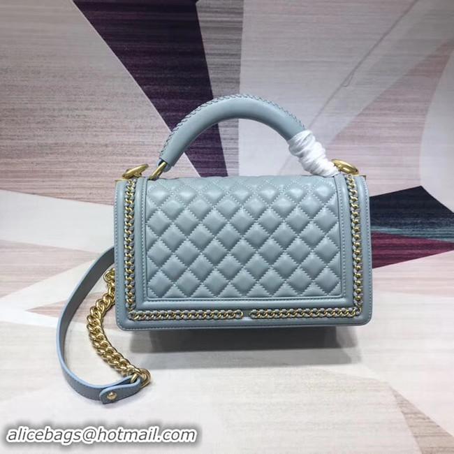 Top Quality Chanel Leboy Original Calfskin leather Shoulder Bag H67086 light blue & gold -Tone Metal