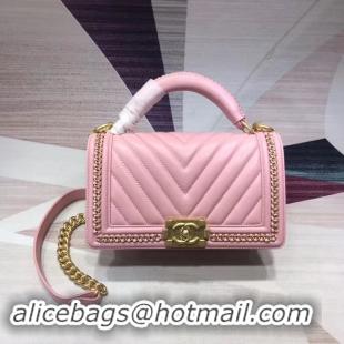 Luxury Chanel Leboy Original leather Shoulder Bag V67086 pink & gold -Tone Metal