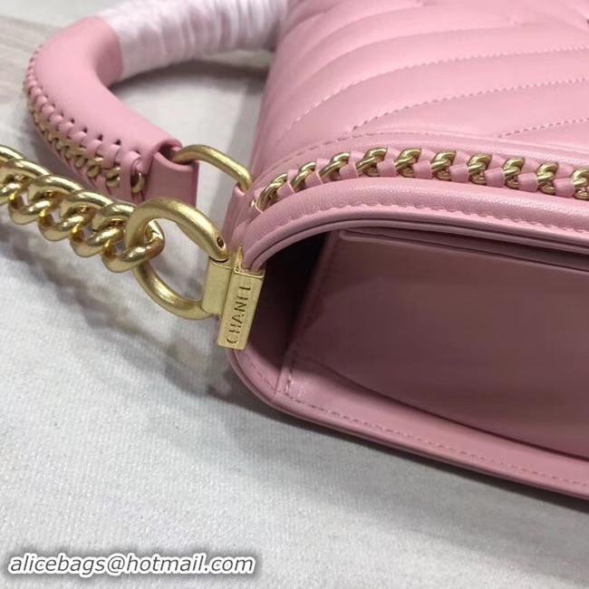 Luxury Chanel Leboy Original leather Shoulder Bag V67086 pink & gold -Tone Metal