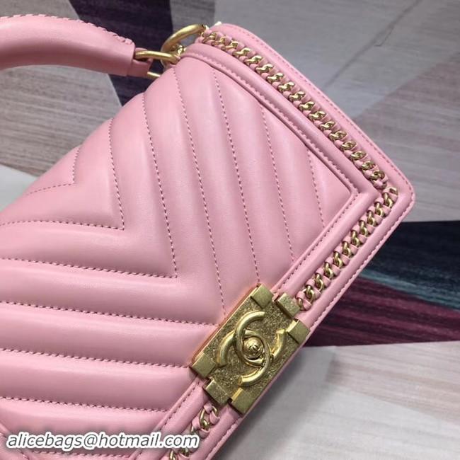 Luxury Chanel Leboy Original leather Shoulder Bag V67086 pink & gold -Tone Metal