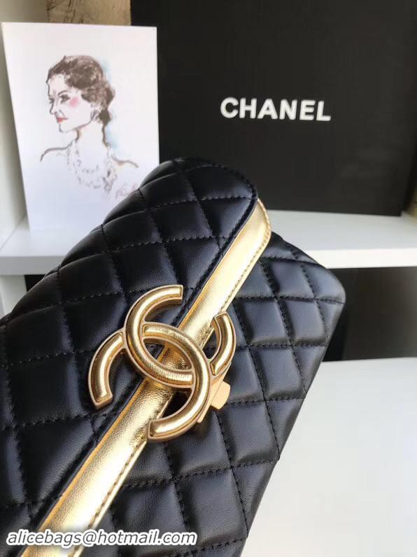 Luxury Chanel flap bag Lambskin & Gold-Tone Metal 57275 black&gold