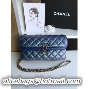 Classic Hot Chanel flap bag Lambskin & Gold-Tone Metal 57275 blue