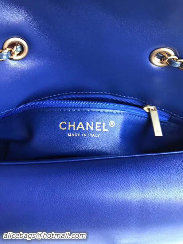 Classic Hot Chanel flap bag Lambskin & Gold-Tone Metal 57275 blue