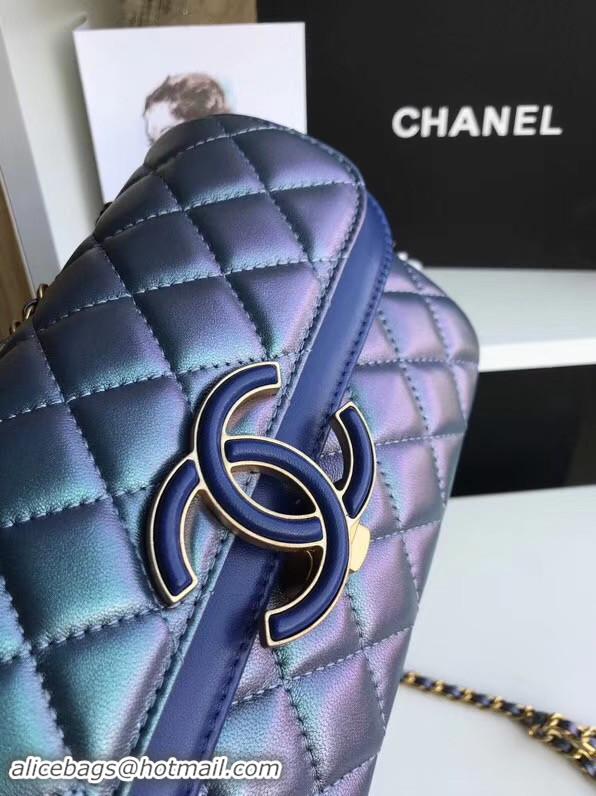 Classic Hot Chanel flap bag Lambskin & Gold-Tone Metal 57275 blue