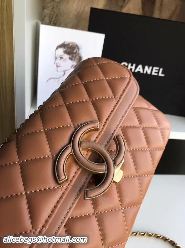 Best Quality Chanel flap bag Lambskin & Gold-Tone Metal 57275 Camel