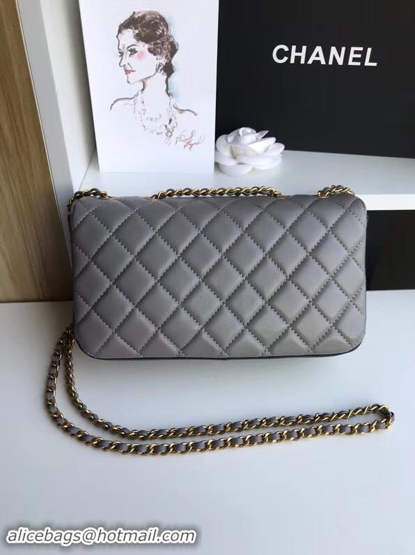 Best Price Chanel flap bag Lambskin & Gold-Tone Metal 57275 grey